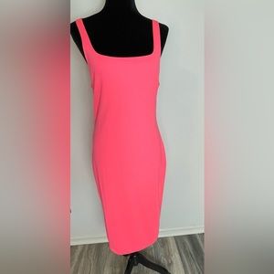 Zara Neon Pink tank top midi dress